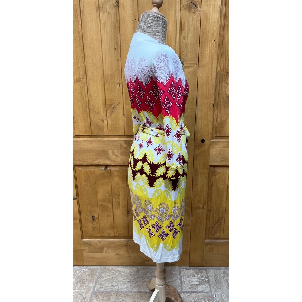 Diane Von Furstenberg Julian Wrap Dress Size 10 Silk Jersey Ethnic Print - Picture 4 of 12